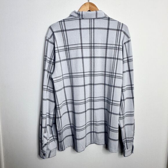 Vuori Men's XXL Seaview Plaid Flannel Button-Down Fleece Shirt Frost Grey White - Picture 9 of 9